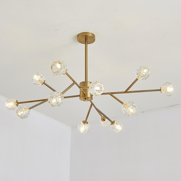 100cm 12 Hoder Lysekrone Gull Sputnik Design Nordic