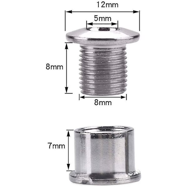 Kjedebladskruer i aluminiumlegering, skruer, muttere for sykkeltilbehør, enkelt kjedebladskruer