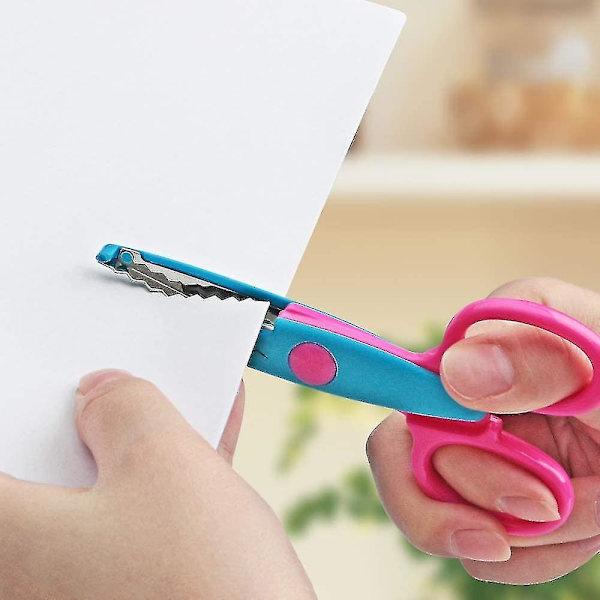 Kreative Saks med Dekorative Kanter, ABS Harpiks Scrapbooking Saks med 6 Mønstre, Sikker for Børn, Glat Skæring, Sæt af 6, Sjove Farverige