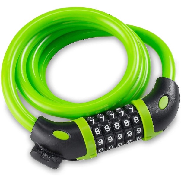 Bicycle Lock 5 Digit Code 1.2m/4 Ft Cable Lock (green)