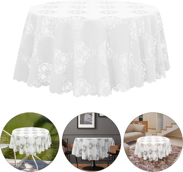 Blonde duk rund duk 120 cm diameter polyester rustikk elegant design beskytter skrivebordet
