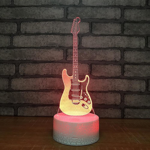 3D Illusionslampe Elektrisk Gitar 7 Farger Skiftende Nattelys