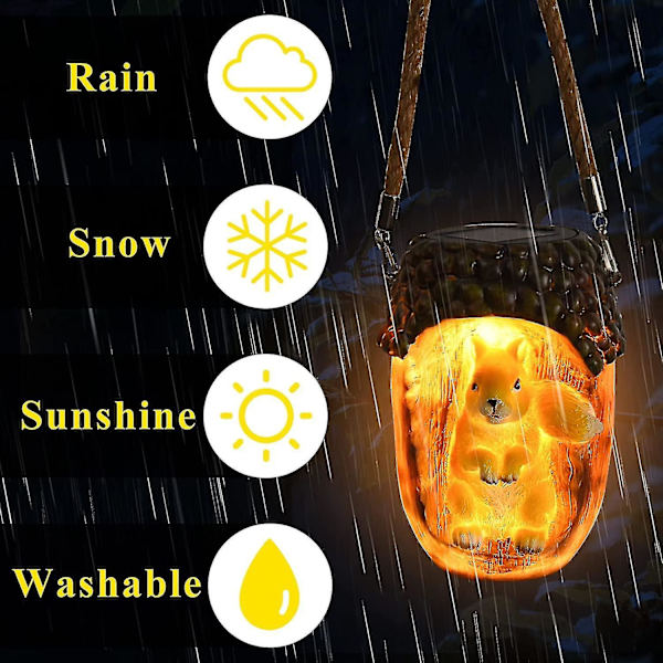 Puutarhafiguurit, orava aurinkokennovalo, LED-aurinkokennovalot koristeluun, ulkokäyttöön Hy-yuhao
