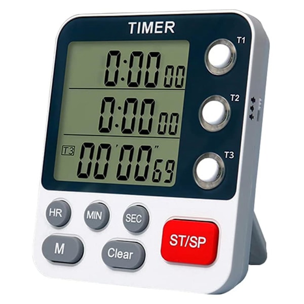 Digital Dobbelt Køkken Timer, 3 Kanaler Tæl Op/Ned Timer, Koge Timer, Stor Skærm, Høj Lydstyrke A (tangling)-yuhao