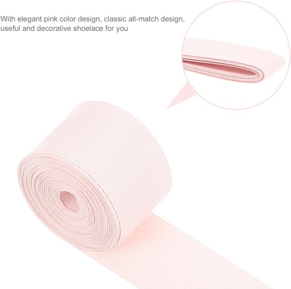 Rosa balettskorband 20 mm brett 2,5 m rulle satängrem för tåskor danstillbehör