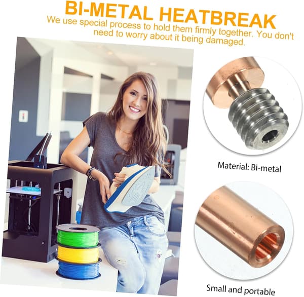 2 stk. printertilbehør Bi-Metal Heat Break Glat halsrør til printer og nem at bruge