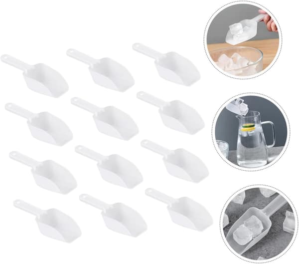 12 stk. multifunksjonelt skuffesett for pulver og is laget av solid PP ergonomisk håndtak