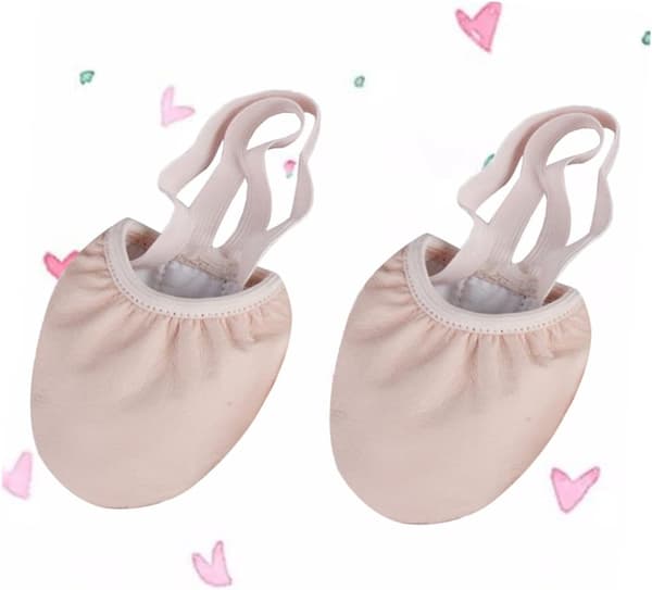 2 par åndbare halve dansesko med elastikbånd til kvinder, ballet og tåbeskyttelse