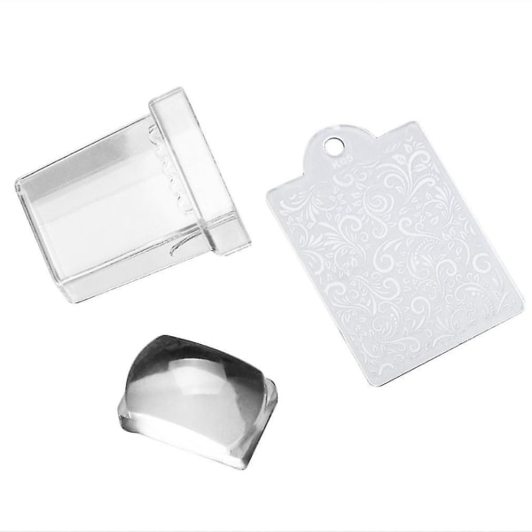 2 stk Transparent Stempel for Neglekunst i Silikon med Skrape