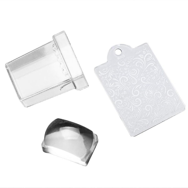 2stk Transparent Stempel Nail Art Silikon Stempelskrape