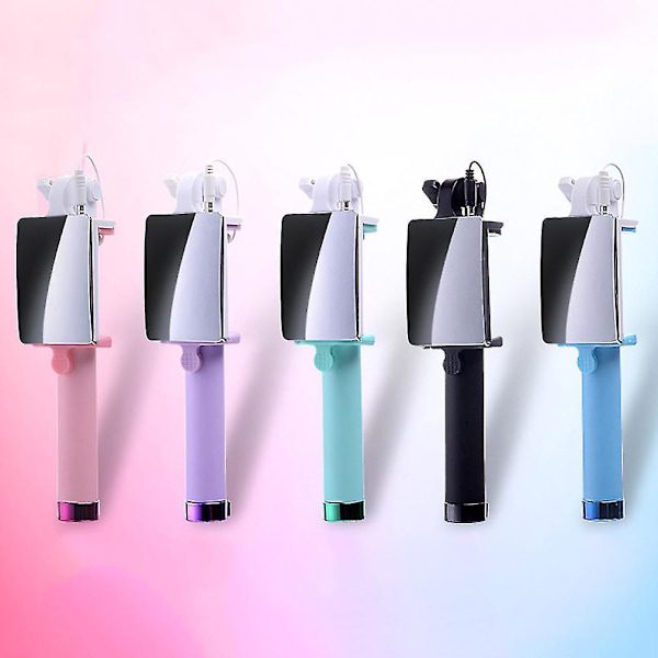 Udvidbar Selfie Stick Monopod Tripod med Kabel og Spejl