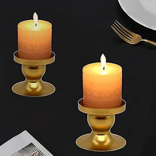 Sæt med Lysestager i Guld - Votivlysestager - Vintage Messing Lysestager - 6cm/2.36in Søjlelysestager