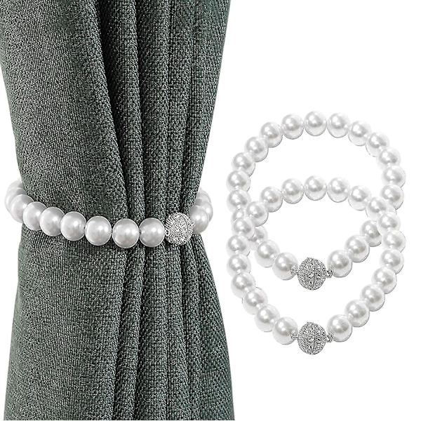 2 Hvide Perle Magnetiske Gardinclips, Gardinrem