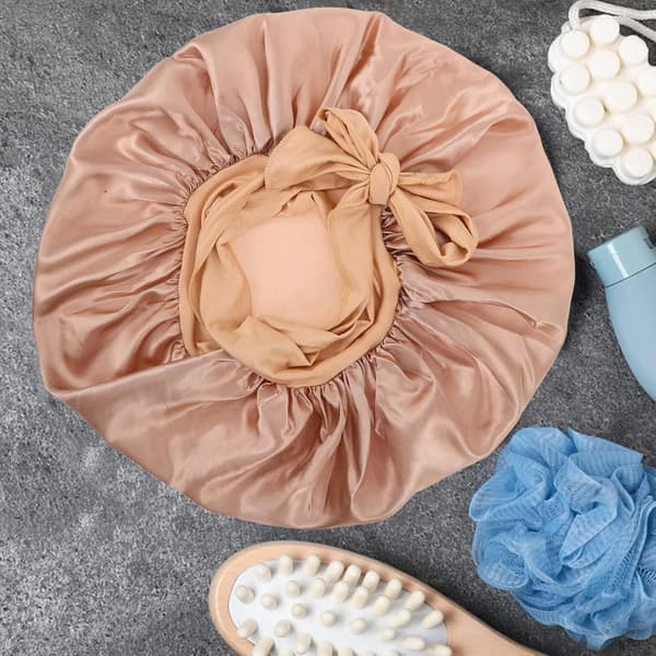 2 st kvinnor satin nattmössa hårinpackning elastisk stor för lockigt hår sovmössa kvinnor täcker