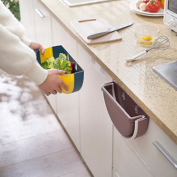 Kjøkken Husholdnings Søppelbøtte Hengende Folding Hengende Stue Bad Veggmontert Papirkurv (1 Stykke Beige)