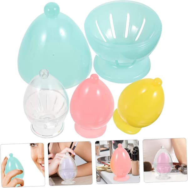 4 stk. Beauty Egg Opbevaringsboks Makeup Svampeboks Makeup Tilbehør Organizer