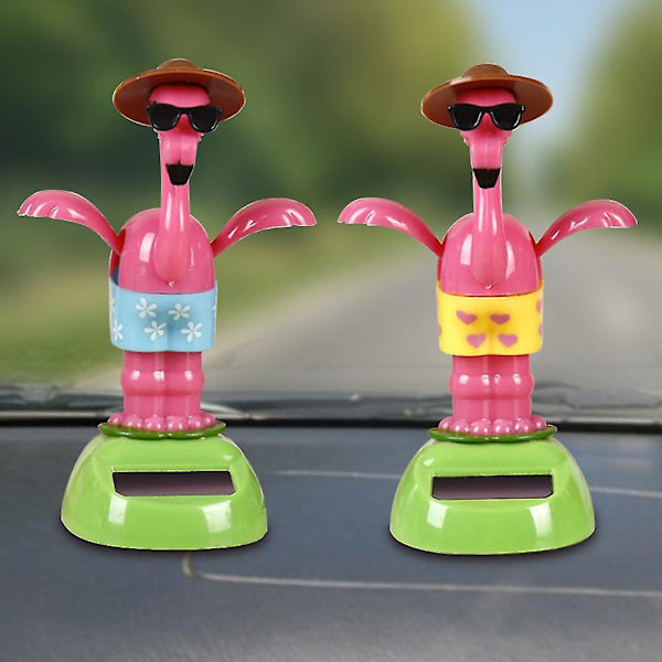 Sinknap Kreativ Solcellsdriven Flamingo Bilprydnad Flippande Kruka Gunga Barnleksak