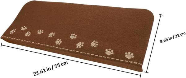3 stk. trinmåtte trappetrin tæppe 55 cm kaffe polyesterfilt skridsikkert lysende lydløst design