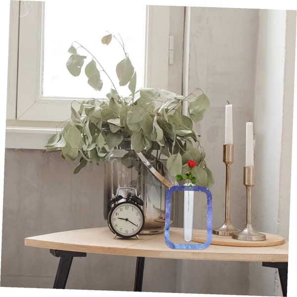 9st DIY Kristall Epoxi Vas Silikonform Set med Blå Akryl Provrör