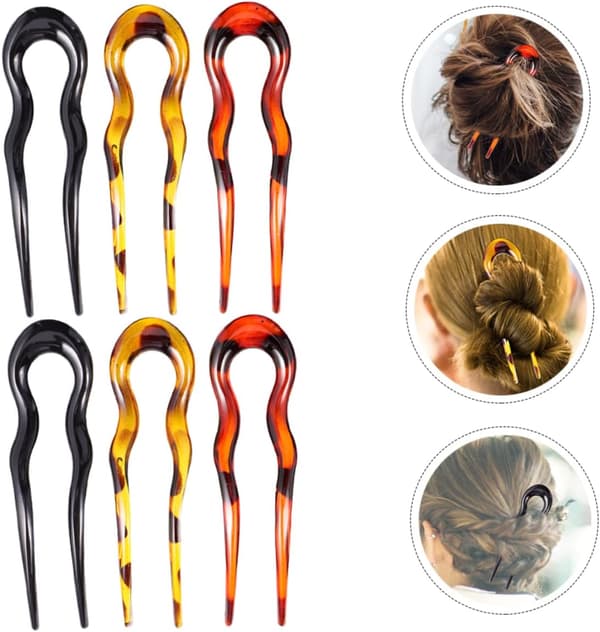 6 stk. Leopard Hårnål U-formede Hårklemmer Hårpind Gaffel Leopardprint til Kvinder
