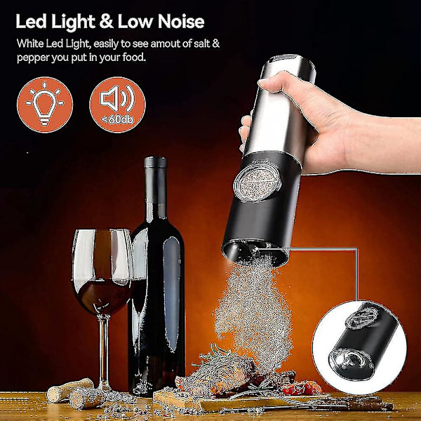 Laderbar Elektrisk Salt- og Pepperkvernsett med Dobbel Ladestasjon, USB-kabel, Automatisk S-yuhao