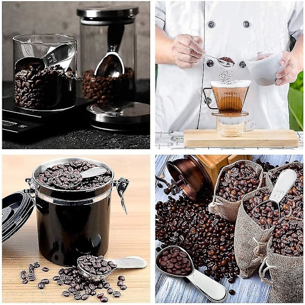 Kaffeskopa Set, 2 stycken Kaffeskopor i Rostfritt Stål, 15ml och 30ml, Rostfritt Stål Mätningssked