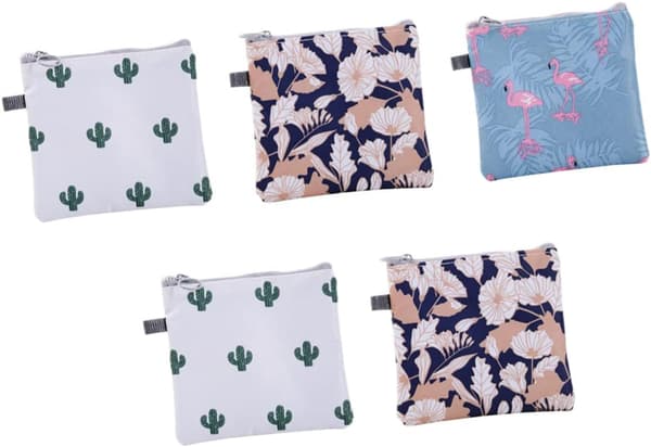 5 st polyester dragkedja sanitetsskydd förvaringsväskor vattentäta menstruationsbindor reseväska arrangör