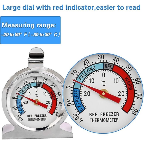 Kjøleskapstermometer Frysertermometer Stor urskive Rustfritt stål temperaturgave