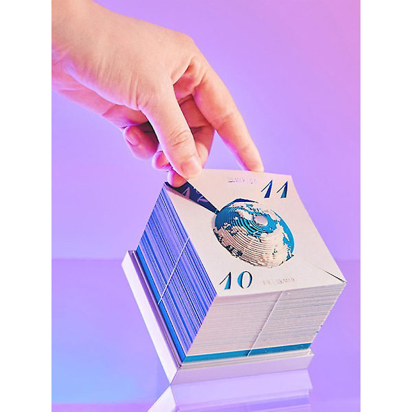 Kreativ 3D Jordkalender DIY Skrivbordsdekoration Blå Röd