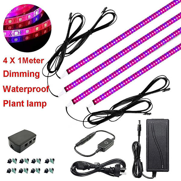 4x1m Lys Sæt Led Vækstlys Indendørs Planter 240 Leds 5050 Smd