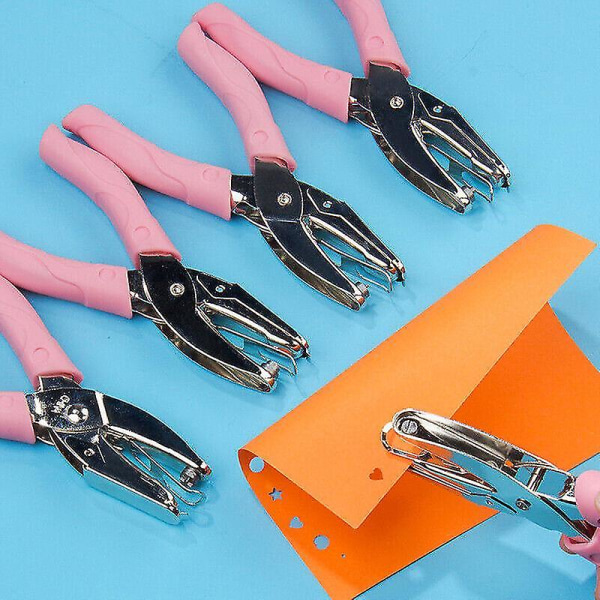 Hulldiameterstans Pliers Enkelt Hullstans Hånd Papir Scrapbooking Stans. (rosa) 1 stk)