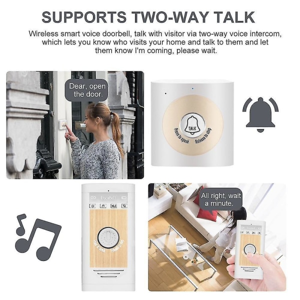 Langaton äänipuhelin sisäpuhelin ovikello 2 Way Talk kodin turvallisuus
