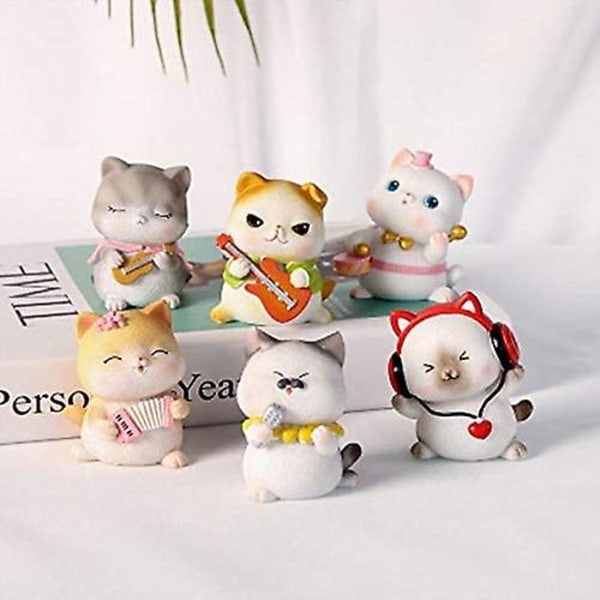 Kattfigurer Bildekoration Katt Bobble Head Hantverk Prydnader Tårta Tillbehör Resin Katt