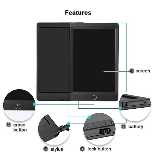 Lcd skrivetablet 10 tommer lys elektronisk tegnebræt