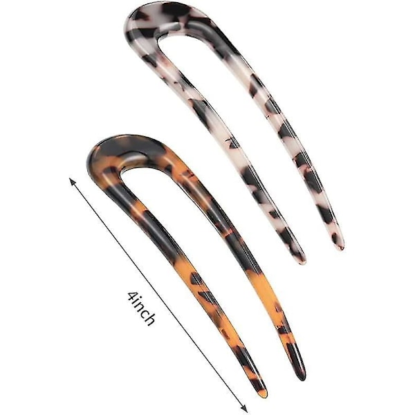Leopard Print U-formet Hårnål Fransk Stil Hårpind Prong Up Do Chignon Pins Hårgaffel Hårtilbehør Til Kvinder Piger (4stk, Beige + Rødlig