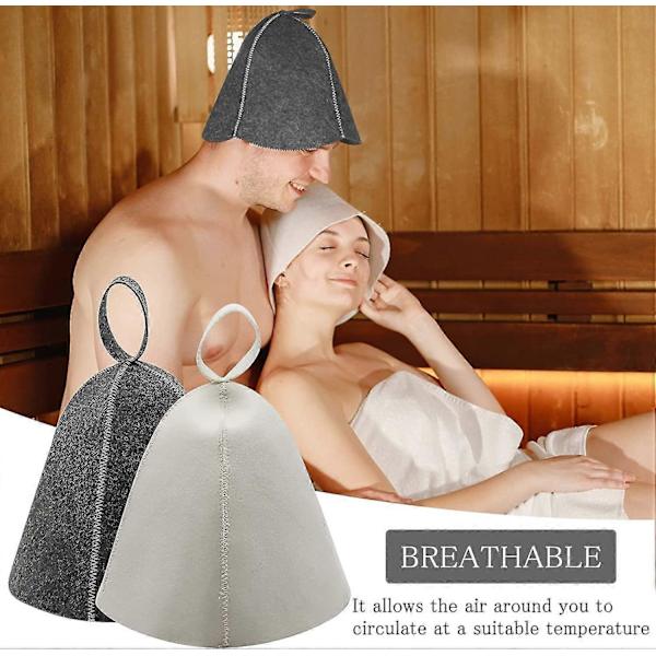 Bastuhätt, 2 st Filtbastuhätt, Bastuhätt för Män och Kvinnor, Bastuaccessoarer Filtmössa Bastumössa Duschmössa för Bastubad Gray and White