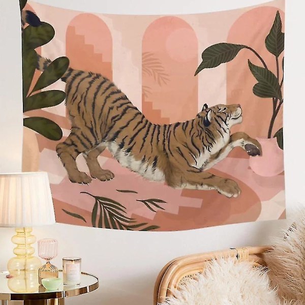 100x150cm Pink Tiger Tapestry Animal Plant Seinäkoriste