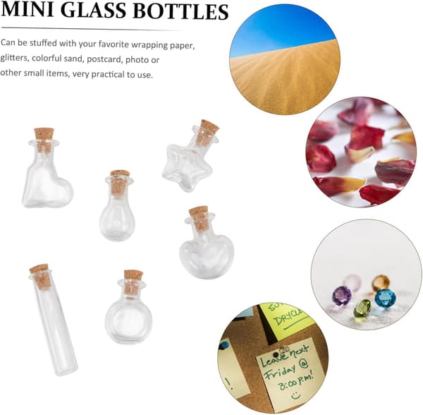 60-pack stjärnformade glasflaskor med korkpropp för DIY-hantverk, dekoration och fester
