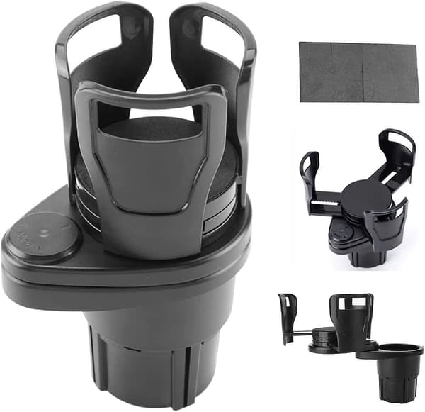 Dobbel koppholder til bil, Multifunksjonell koppholderforlengeradapter, 2 i 1 justerbar bilkopp