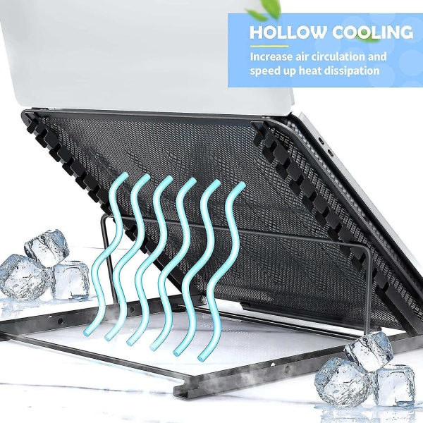 Bærbar Laptop Stativ, Foldbar Ventilert Stativ for Skrivebord