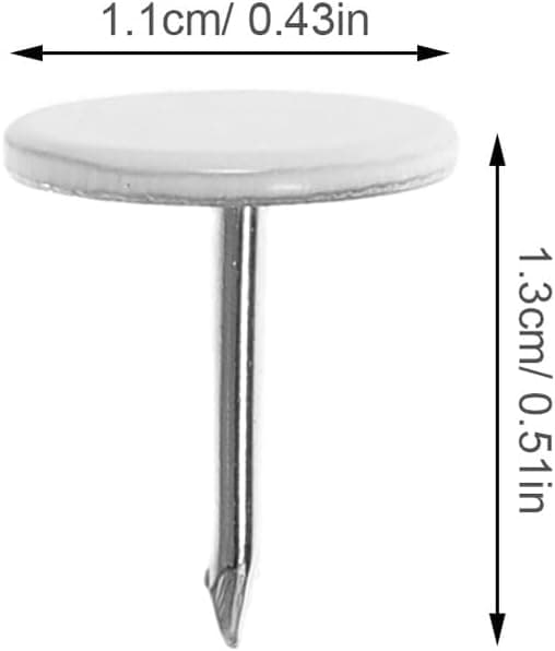 100 stk. hvite mini-møbelspiker for møbler, dekorative spiker for sofa- og stolpolstring, 11 mm x 13 mm