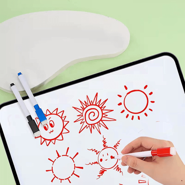 Dry Erase Whiteboard, A3 kaksipuolinen valkoinen taulu kuivapyyhkimillä, magneeteilla ja pyyhekumilla Värisatunnainen lapsille tai koululle, kotiin (42x30cm Bl