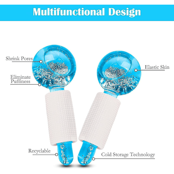 2 stk. Ansikts-Isballer, Ansikts-Isglober, Ansiktsrullermassasjer for Huden, Strammer Opp Huden og Reduserer Mørke Ringer