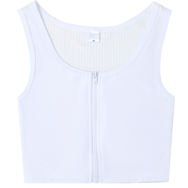 Kvindes Brystbinder Stærk Elastisk Bånd Tanktop Shapewear Åndbar Toppe Til Tomboy Trans Lesbisk White