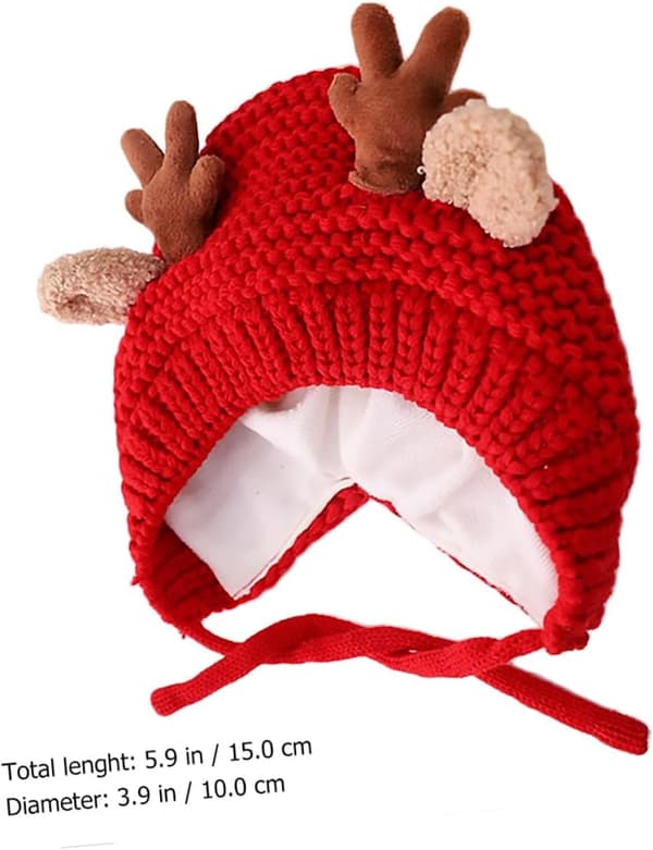Fleece strikket lue for vinter varm heklestil for gutter jenter jul utendørs rød