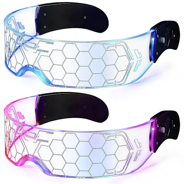 2 st Ljusa Glasögon Futuristiska Led Glasögon Led Solskyddsglasögon Ljusa Skyddsglasögon