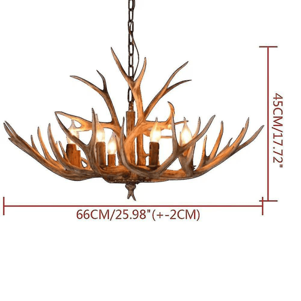 6-haarainen hirvensarvi-kattokruunu 220v E14-lampuilla - yuhao