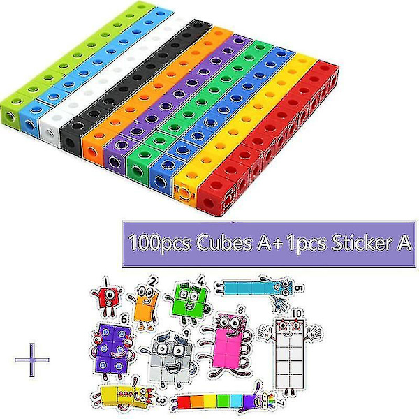100 kpl Matematiikan Linkkikuuppia Numberblocks Lukitus Multilink Laskentakuutiot Set a