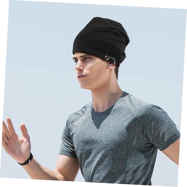 Herre lue turbanhatt pustende hodeplagg for soving komfortabel polyester herre sovehatt hodeplagg svart