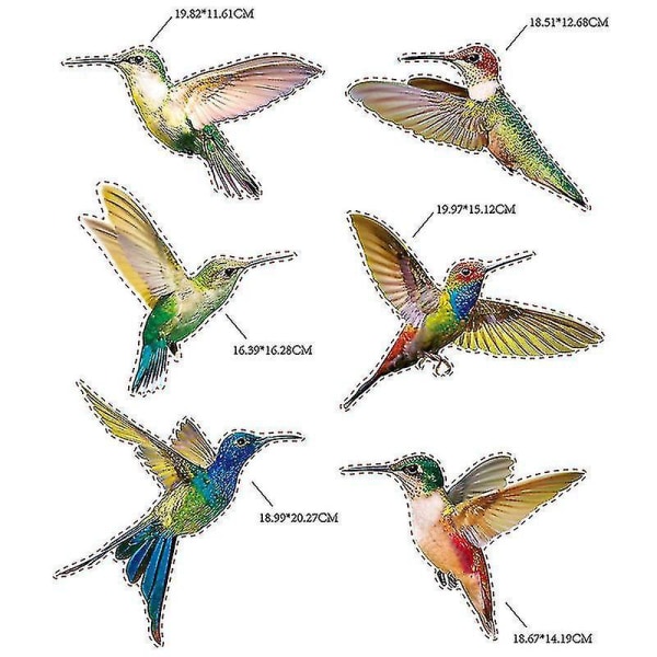6 pakke Hummingbird Window Bird Stickers Anti-kollisjon Unngå fugler